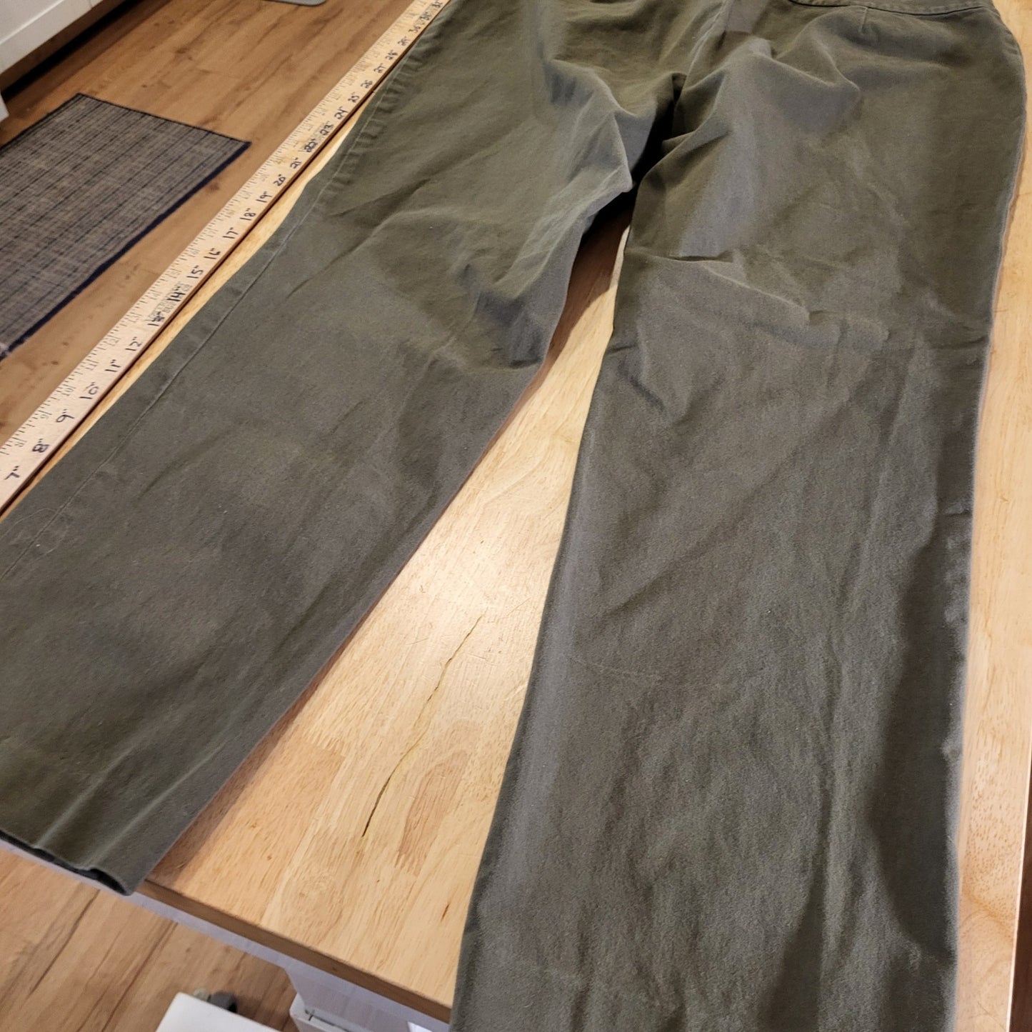  Lauren by Ralph Lauren forest green straight leg flat front sz 16 cotton blend
