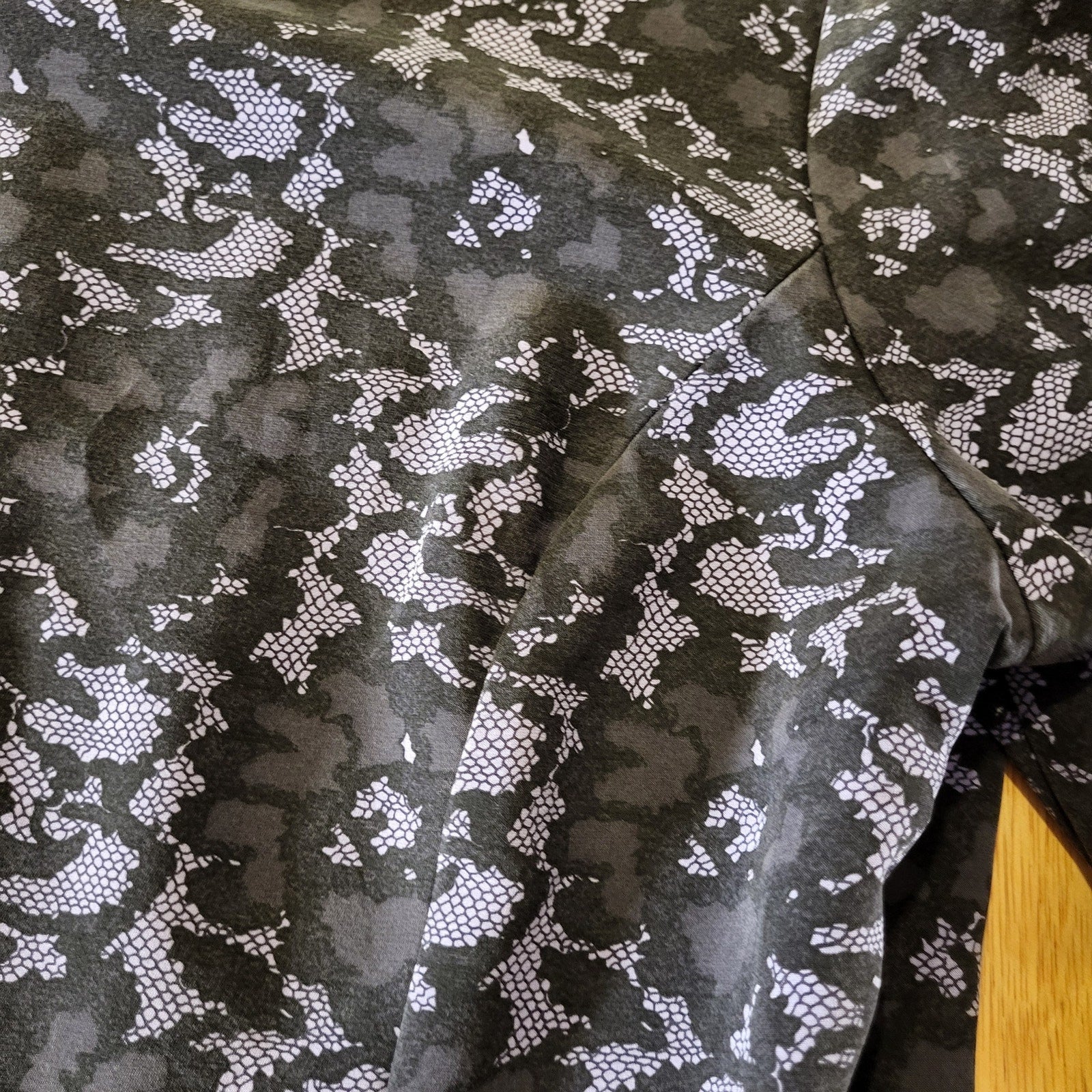 Doncaster purple and black lace print silks 3/4 length sleeve invisible zipper 