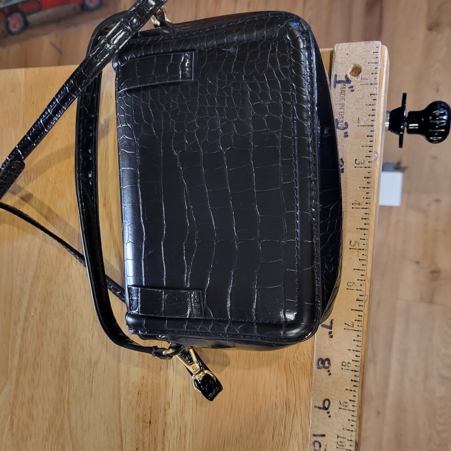 New Without Tags Zara Black Cross Body Bag Gold Metal Snake Closure Faux Leather