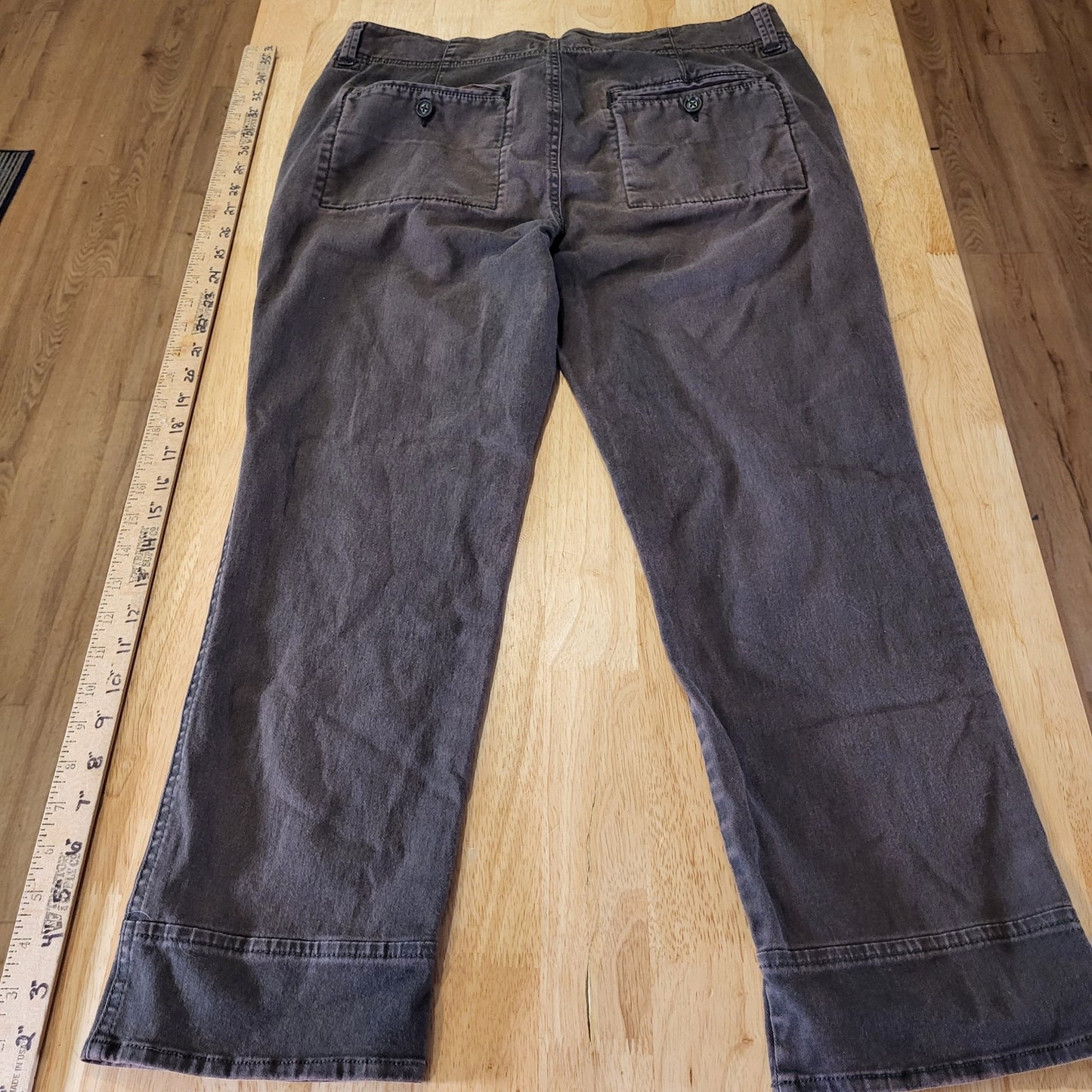 Free People Brown Tapered Slacks Pants Size 6 contrast cuff back waist detail