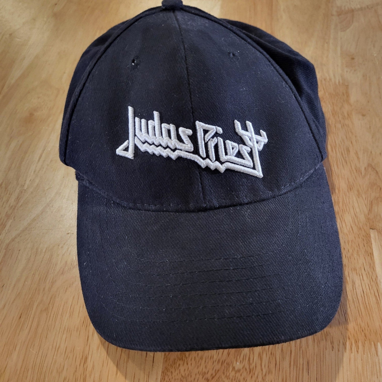 Judas Priest Baseball Hat Adjustable Black White Embroider Hook & Loop Closure