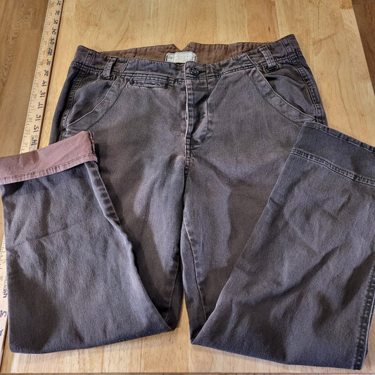 Free People Brown Tapered Slacks Pants Size 6 contrast cuff back waist detail