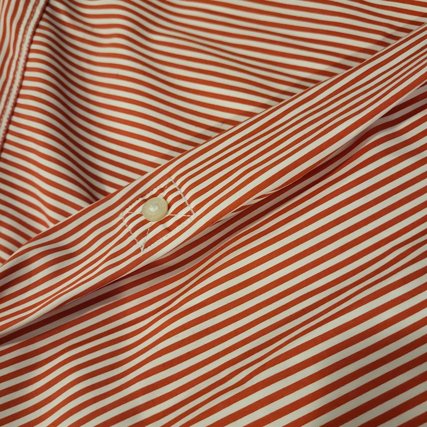 Lauren by Ralph Lauren red & white striped button down collared long sleeve 24"