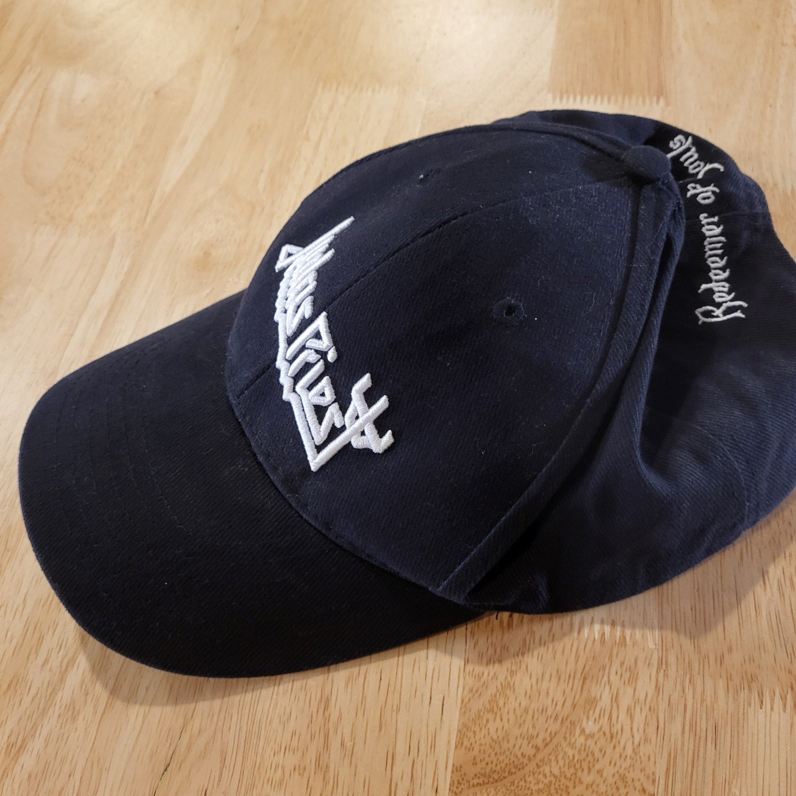 Judas Priest Baseball Hat Adjustable Black White Embroider Hook & Loop Closure