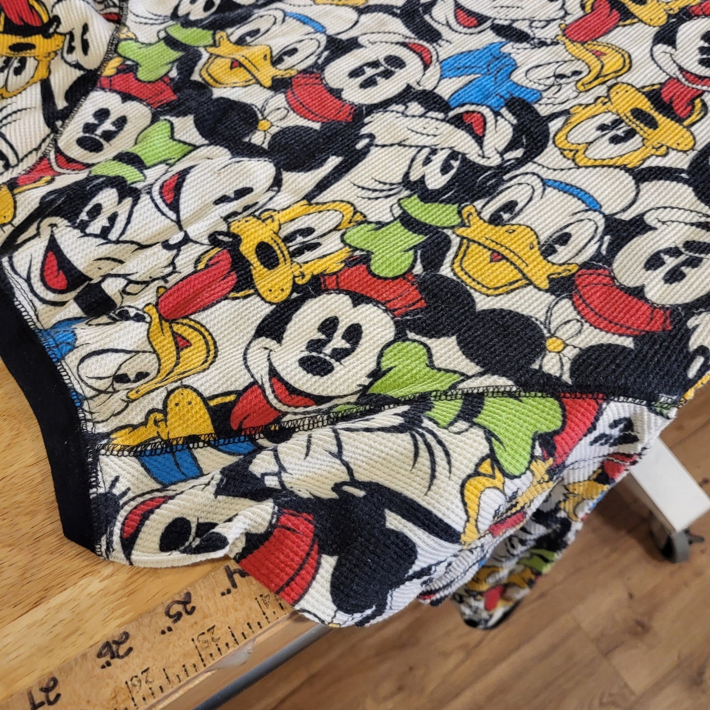  Disney Mickey Mouse Donald Duck Pluto waffle knit Long John's pajama top