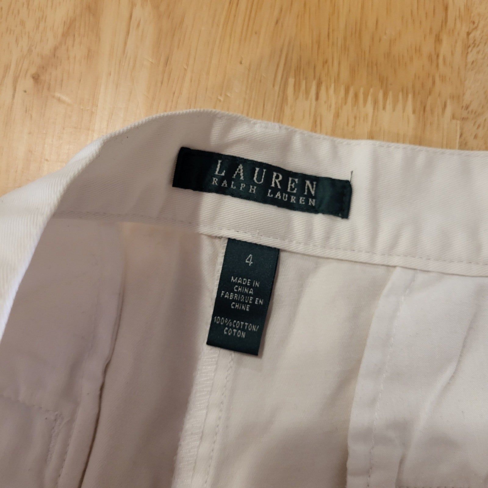 Lauren Ralph Lauren White 100% Cotton Shorts Size 4 Flat Front Pockets