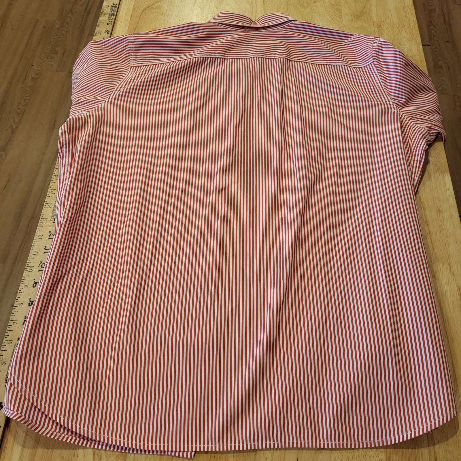 Lauren by Ralph Lauren red & white striped button down collared long sleeve 24"