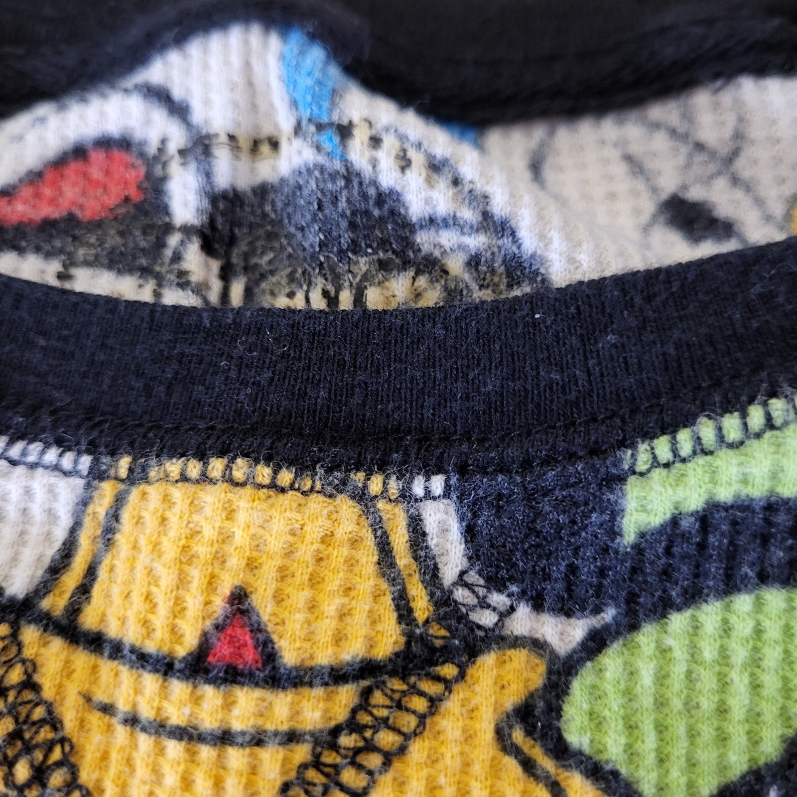  Disney Mickey Mouse Donald Duck Pluto waffle knit Long John's pajama top