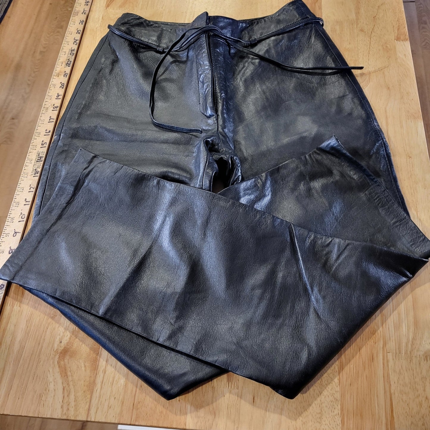 Willi Smith Collection Lamb Skin Leather Pants Lined Straight Leg 30" Inseam