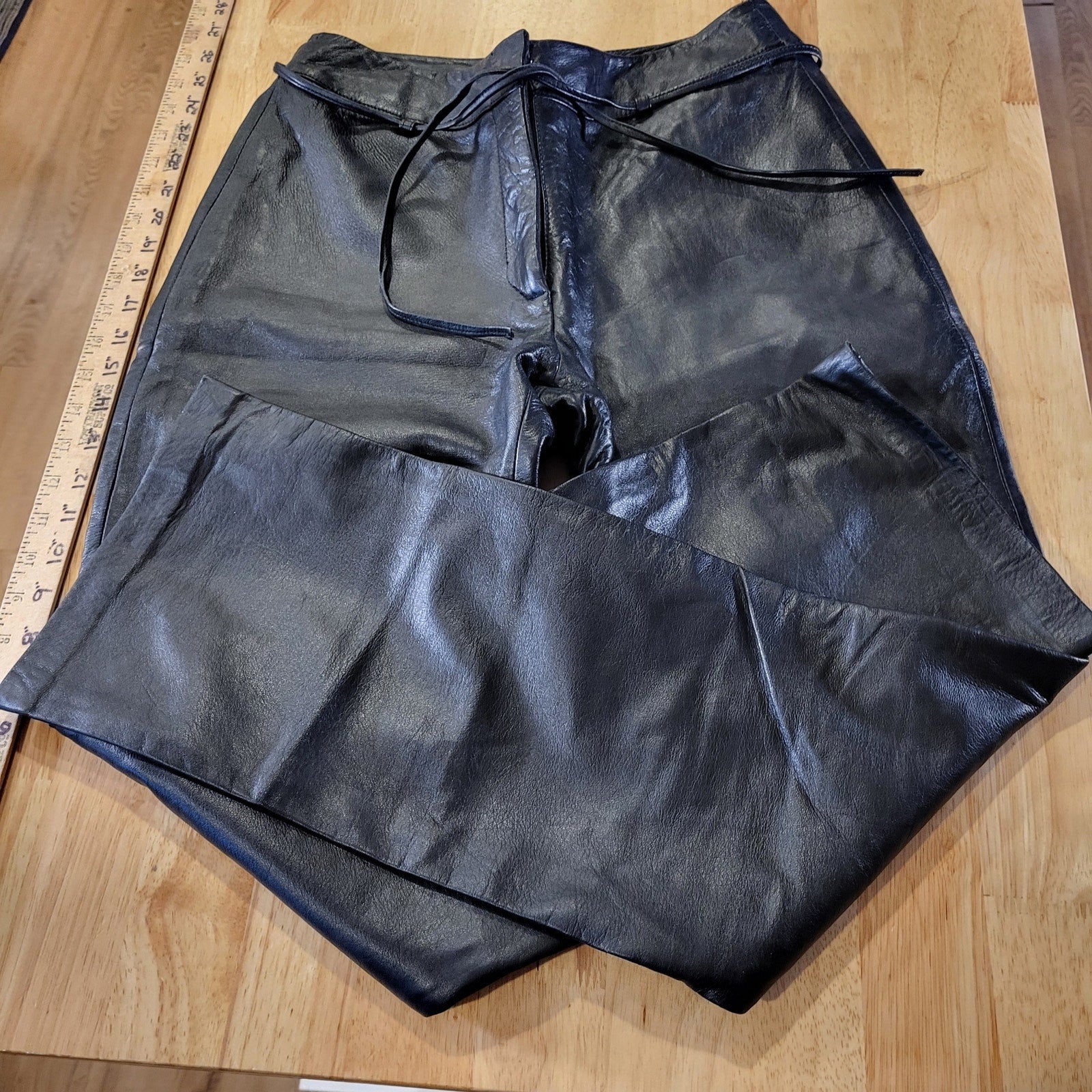 Willi Smith Collection Lamb Skin Leather Pants Lined Straight Leg 30" Inseam