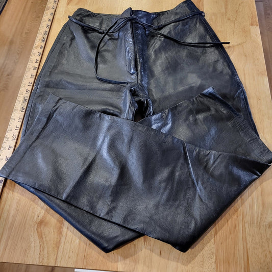 Willi Smith Collection Lamb Skin Leather Pants Lined Straight Leg 30" Inseam