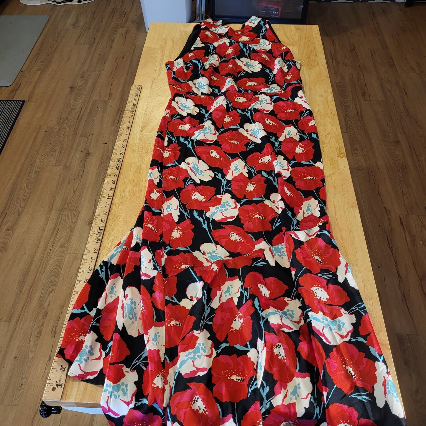 NWT Sam Edelman High Neck Floral Maxi Sleeveless Satin Dress 20" P2P Size 12
