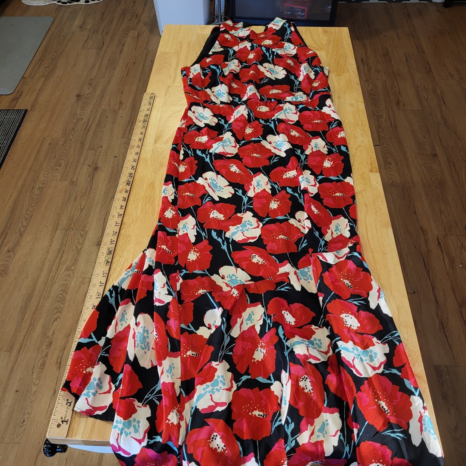 NWT Sam Edelman High Neck Floral Maxi Sleeveless Satin Dress 20" P2P Size 12