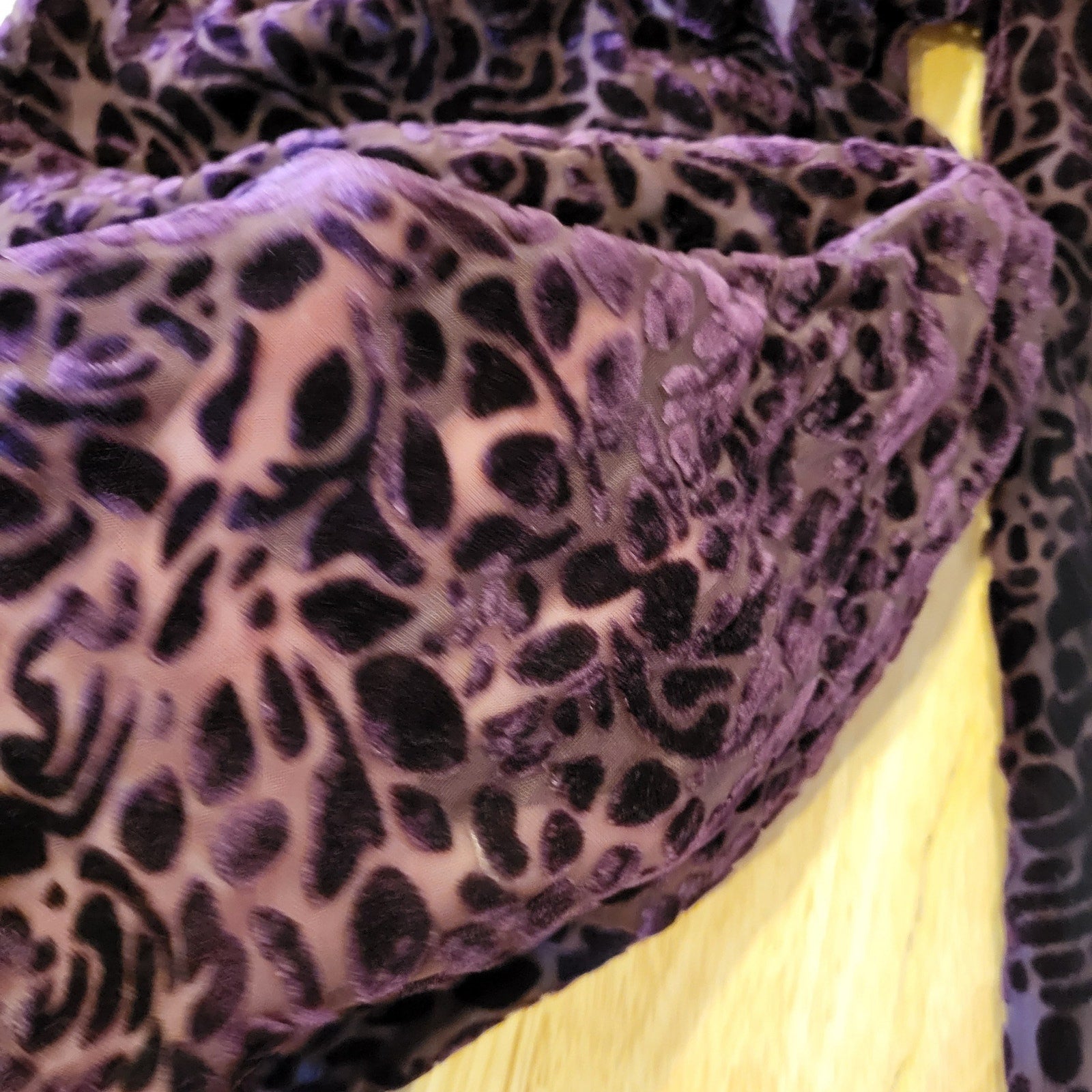 Lulu's Purple Plum Velvet Floral Burnout Spaghetti  Crisscross Back Wide leg