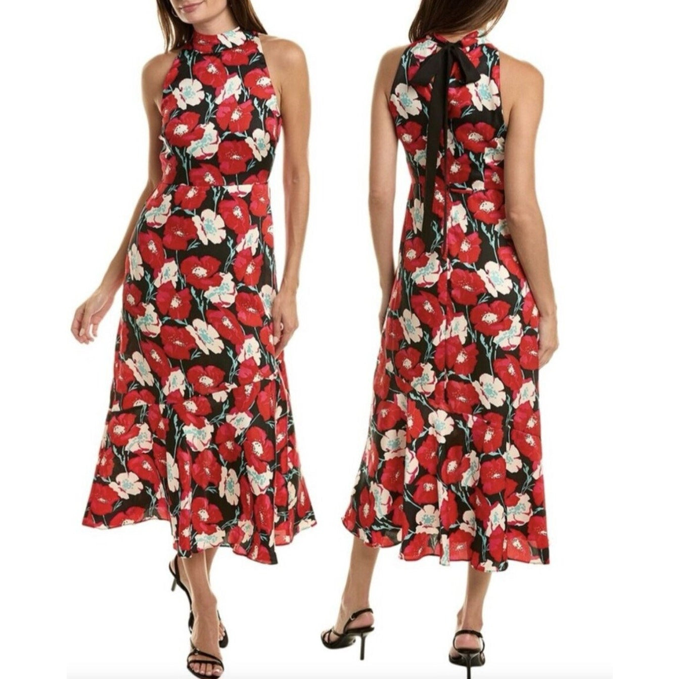NWT Sam Edelman High Neck Floral Maxi Sleeveless Satin Dress 20" P2P Size 12