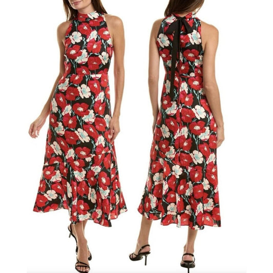 NWT Sam Edelman High Neck Floral Maxi Sleeveless Satin Dress 20" P2P Size 12