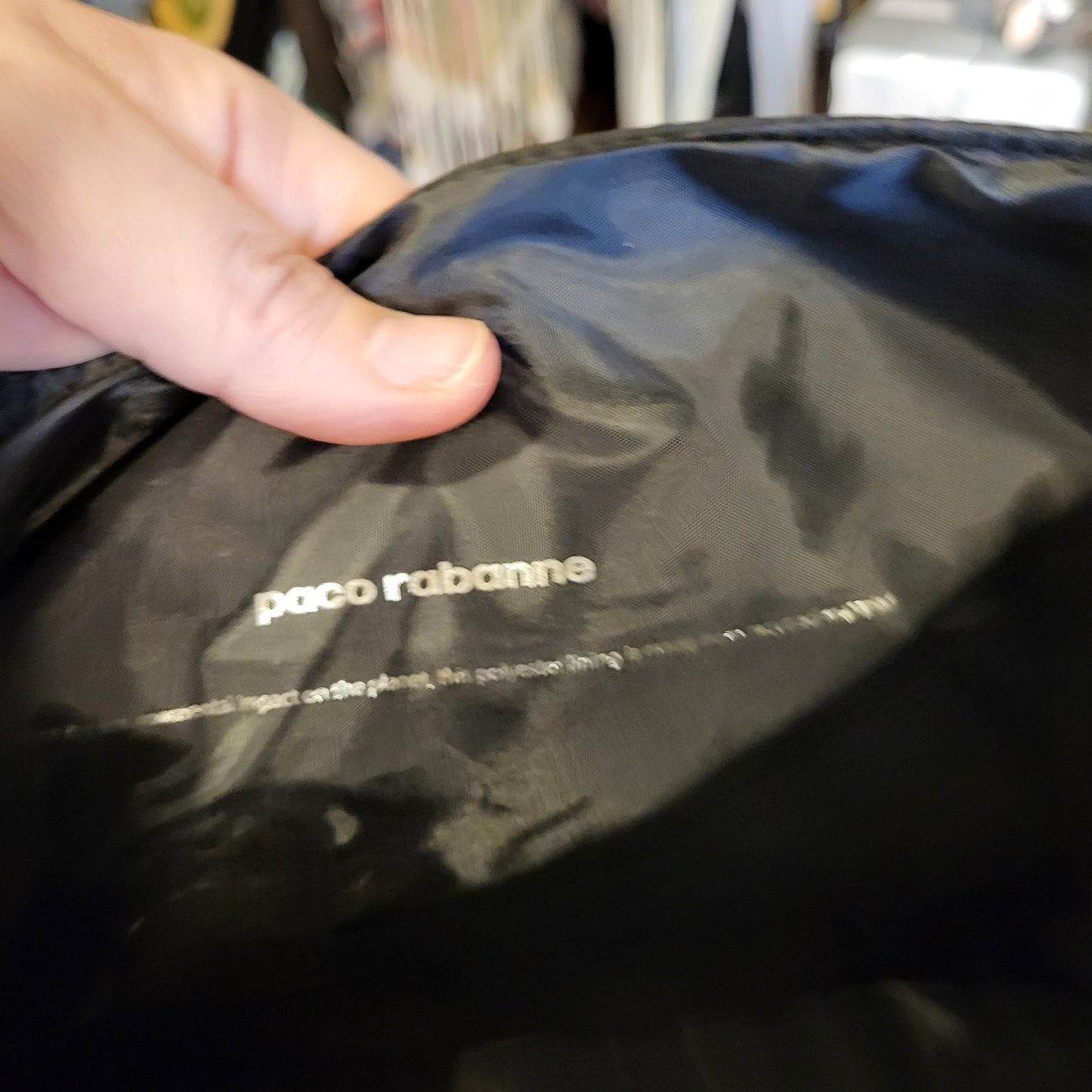 Paco Rabanne Black Padded Bag Metal Clasp Nylon Straps  Very Clean 15"x12"