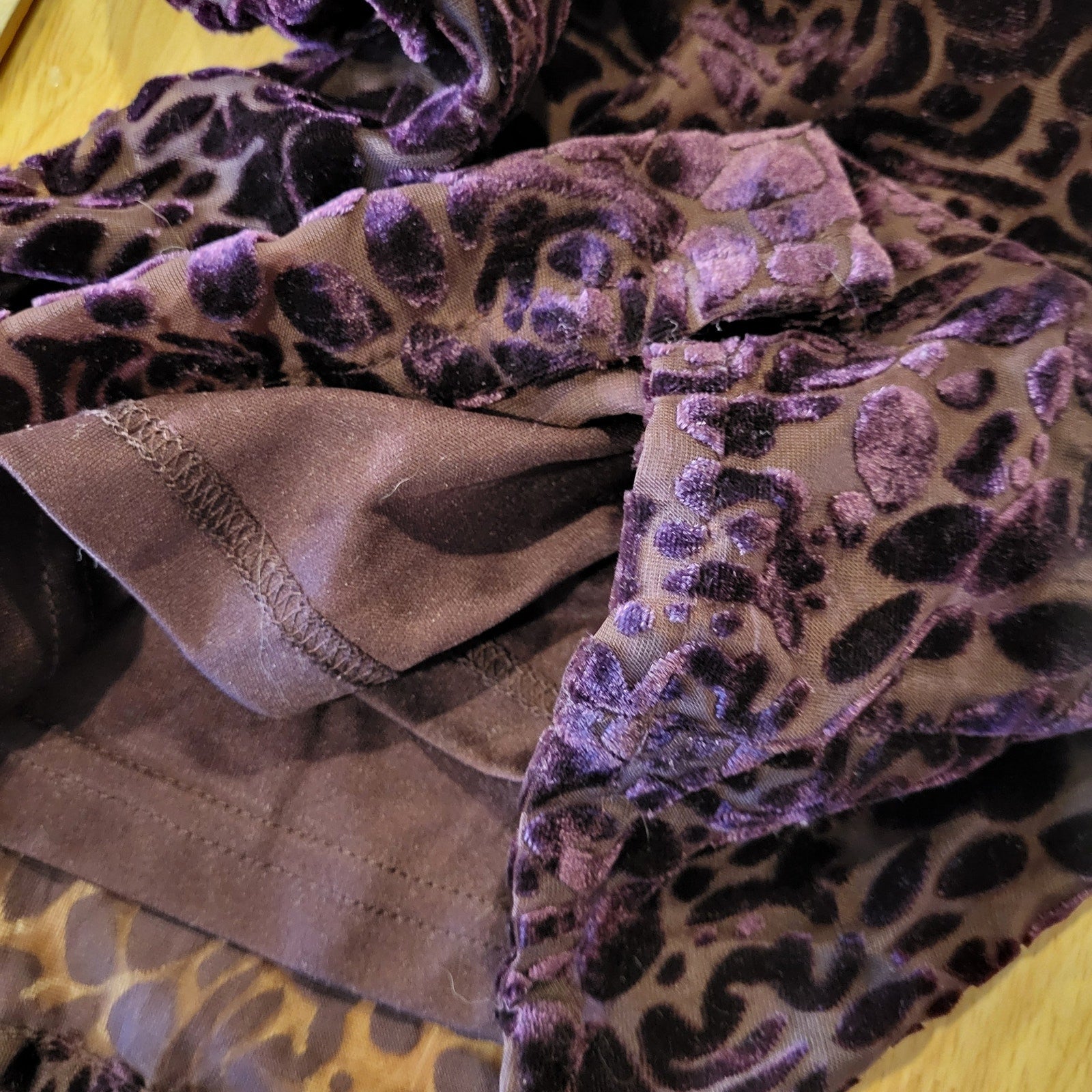 Lulu's Purple Plum Velvet Floral Burnout Spaghetti  Crisscross Back Wide leg